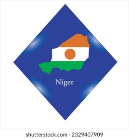 Flag of Niger icon isolated on a Blue background