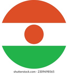 The flag of Niger. Flag icon. Standard color. Round flag. Computer illustration. Digital illustration. Vector illustration.