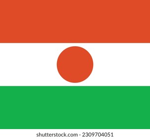 La bandera de Níger. Icono de marca. Color estándar. Tamaño estándar. Bandera rectangular. Ilustración del equipo. Ilustración digital. Ilustración vectorial.
