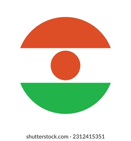 The flag of Niger. Flag icon. Standard color. Round flag. Computer illustration. Digital illustration. Vector illustration.