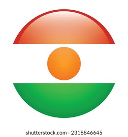 Flag of Niger. Flag icon. Standard color. The round flag. 3d illustration. Computer illustration. Digital illustration. Vector illustration.
