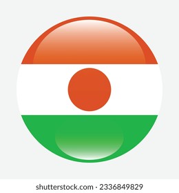 Flag of Niger. Flag icon. Standard color. Circle icon flag. 3d illustration. Computer illustration. Digital illustration. Vector illustration.