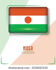 Flag of Niger isolated on White background with Text. Banner, Poster, vector, template, Mockup, Background, Social Media, Post, 3D.
