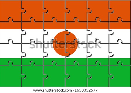 Flag of niger made with jigsaw puzzle pieces