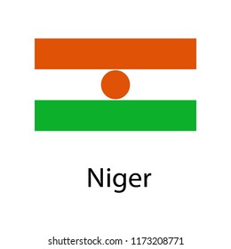 Flag of Niger with name icon. Official colors and proportion correctly. National  Niger Flag . Niger Flag  illustration. National Niger Flag