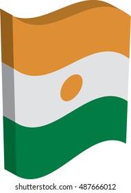 Flag of Niger, officially the Republic of Niger. Vector illustration of a stylized flag. The slit in the paper with shadows. Element for infographics.