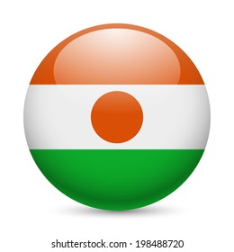 Flag of Niger as round glossy icon. Button with Nigerien flag