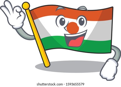 Flag niger Scroll mascot design making an Okay gesture