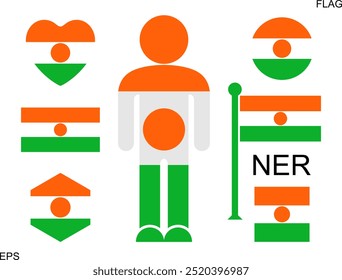 Bandeira do Níger. Bandeira isolada do Níger sobre fundo branco