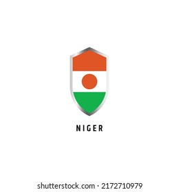 Flagge Niger mit Schildform Symbol mit flacher Vektorgrafik
