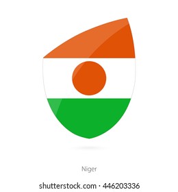 Flag of Niger in the style of Rugby icon. Vector Illustration.