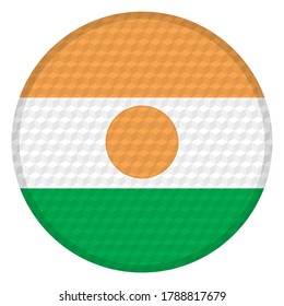 Ilustración Del Vector De La Bandera De Níger. Bandera Nacional Del Botón Níger Con Patrón De Cubo Aislado En Fondo Blanco