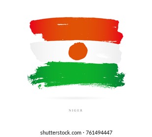 Flag of the Niger. Vector illustration on white background. Beautiful brush strokes. Abstract concept. Elements for design.