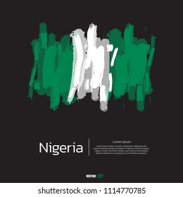 Flag of Nigeria with brush stroke, grunge style background vector.