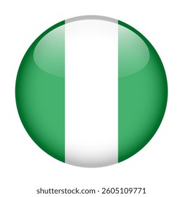 flag of Nigeria, button round glossy icon