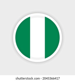 Bandera de Nigeria con marco circular y fondo blanco