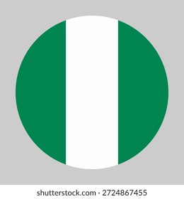 Flagge von Nigeria in Kreisform mit genauen Proportionen und offiziellen Farben