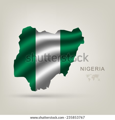 flag of Nigeria as the country with the shadow