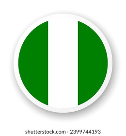 Flag of Nigeria flat icon. Round vector element with shadow underneath. Best for mobile apps, UI and web design.