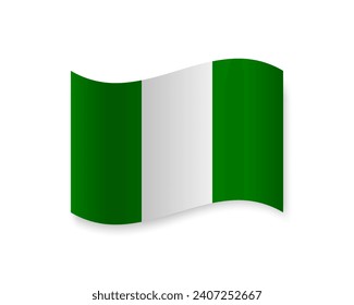 Flag of Nigeria flat icon. Wavy vector element with shadow underneath. Best for mobile apps, UI and web design.