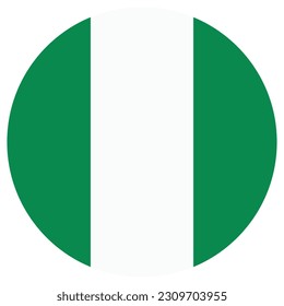 The flag of Nigeria. Flag icon. Standard color. Round flag. Computer illustration. Digital illustration. Vector illustration.