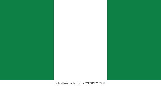 The flag of Nigeria. Flag icon. Standard color. Standard size. A rectangular flag. Computer illustration. Digital illustration. Vector illustration.
