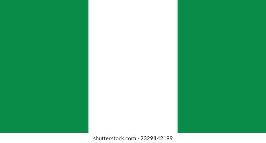 The flag of Nigeria. Flag icon. Standard color. Standard size. A rectangular flag. Computer illustration. Digital illustration. Vector illustration.