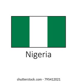 Flag of Nigeria with name icon. Official colors and proportion correctly. National Nigeria Flag vector. Nigeria Flag vector illustration. 