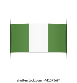 Flag of Nigeria, officially the Federal Republic of Nigeria. Vector illustration of a stylized flag. The slit in the paper with shadows. Element for infographics.