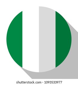 Flag Nigeria - round flatstyle button with a shadow. 