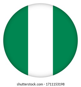 Flag of Nigeria round icon, badge or button. Nigerian national symbol. Template design, vector illustration. 