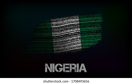 Flag of the Nigeria. Vector illustration in grunge style with cracks and abrasions. Good image for print