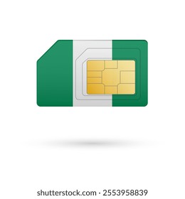 Flag of Nigeria. Vector illustration of SIM Card with flag on white background