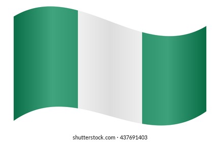 Flag of Nigeria waving on white background