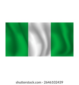 Bandeira da Nigéria ondulada flui ao vento, com dobras 3d