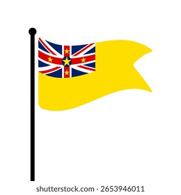 Bandeira de Niue. Niue bandeira computador digital vetor ilustração ícone design. Bandeira de mastro flutuante.