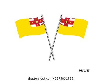 Flag of Niue, Niue cross flag design. Niue cross flag isolated on white background. Vector Illustration of crossed Niue flags.