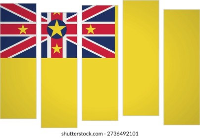 Flag of Niue. Flag with a design featuring vertical panels in a modular perspective. This fragmented artistic approach offers a fresh take on flag design. A striking cultural choice for modern decorative presentation