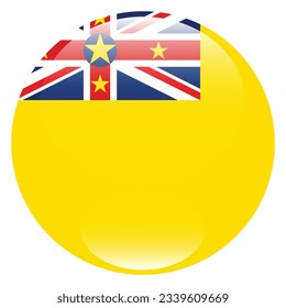 The flag of Niue. Flag icon. Standard color. Circle icon flag. 3d illustration. Computer illustration. Digital illustration. Vector illustration.