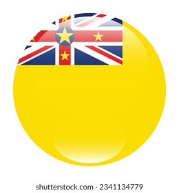 The flag of Niue. Flag icon. Standard color. Circle icon flag. 3d illustration. Computer illustration. Digital illustration. Vector illustration.