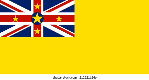 Flag Niue Island, Yellow, Blue, Wite A Red