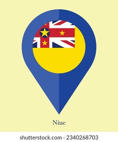 Bandera de Niue, icono del puntero Bandera de Mapa Niue. Puntero de la bandera de la ilustración del vector.