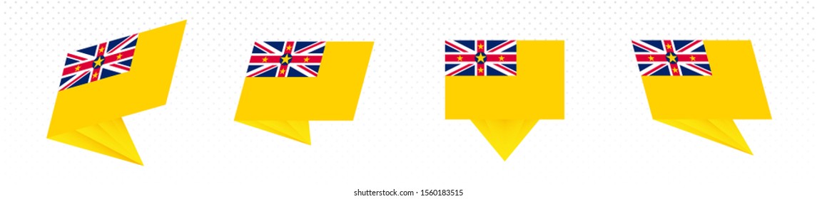 Flag of Niue in modern abstract design, vector flag set.