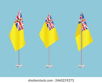 Bandera de Niue con palo de plata