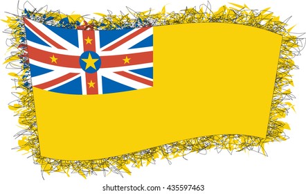 Flag of Niue. Vector illustration of a stylized flag. Shaggy edge.