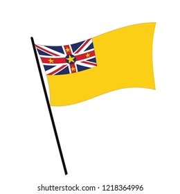 Flag of Niue , Niue flag waving isolated vector illustration