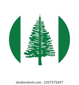 Flag of Norfolk Island. Button flag icon. Standard color. Circle icon flag. Computer illustration. Digital illustration. Vector illustration.