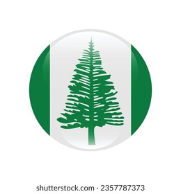 Flag of Norfolk Island. Button flag icon. Standard color. Circle icon flag. 3d illustration. Computer illustration. Digital illustration. Vector illustration.