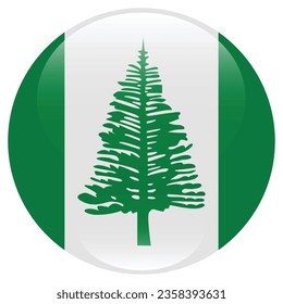 Flagge von Norfolk Island. Button-Flag-Symbol. Standardfarbe. Circle Icon Flag. 3D-Abbildung. Computergrafik. Digitale Illustration. Vektorgrafik.