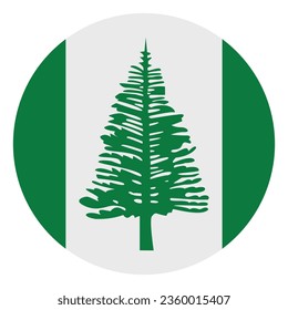 Flag of Norfolk Island. Button flag icon. Standard color. Circle icon flag. Computer illustration. Digital illustration. Vector illustration.